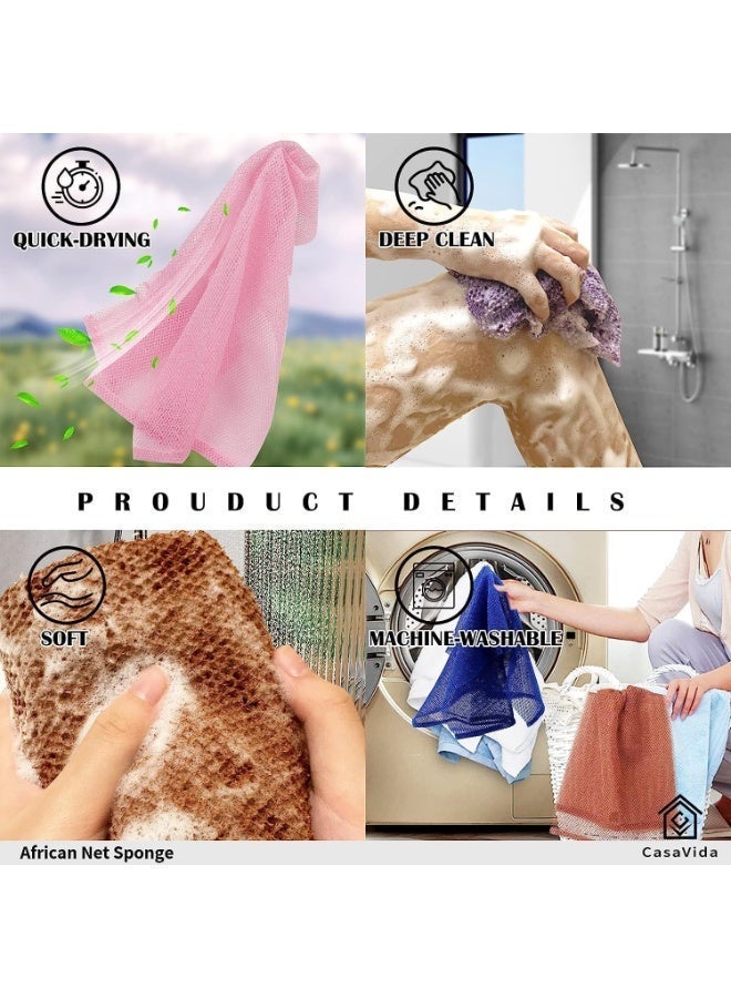 ChicAbode Net Sponge Exfoliating Washcloth - Net Bath Sponge Wash Cloth Exfoliating Loofah Towel Body Scrubber Back Scrubber for Shower Skin Smoother 3 Pieces (Pink Yellow Purple) - Image 5